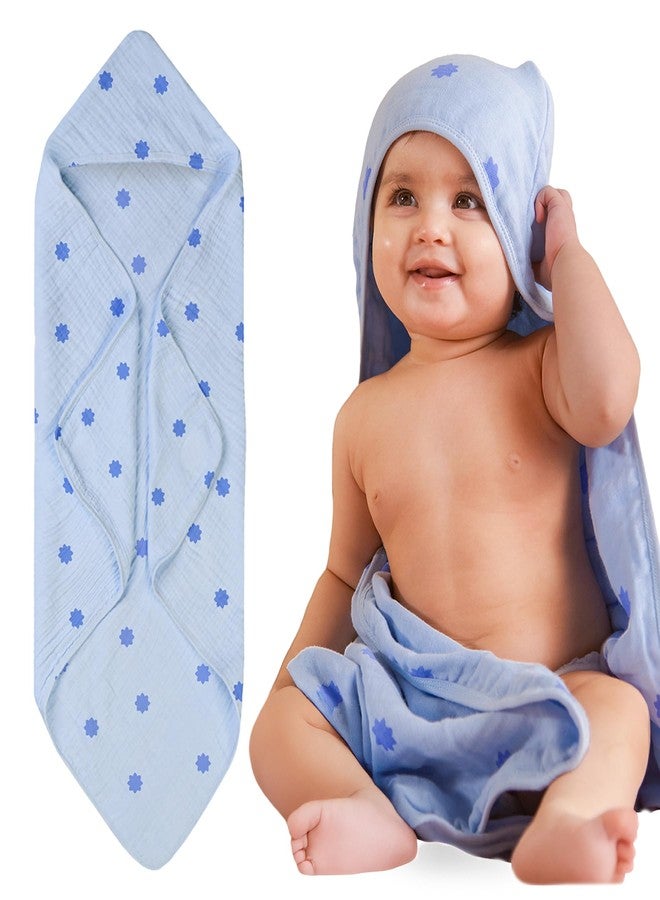 NINTARABABY منشفة نينتارابي بغطاء رأس للاستخدام بدون استخدام اليدين - مصنوعة من قطن موسلين عضوي فاخر 100%، مقاس 30 بوصة × 30 بوصة، فائقة الامتصاص، ناعمة، تسمح بمرور الهواء، مضادة للحساسية، متعددة الاستخدامات، هدية مثالية للأطفال الرضع والصغار - Image 1